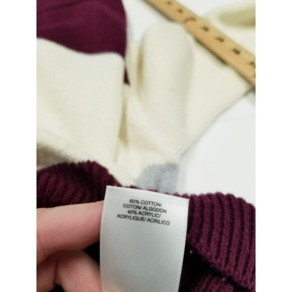 Lucky Brand Burgundy Striped Colorblock Knit Boatneck Pullover‎ Sweater S/P - Picture 11 of 12